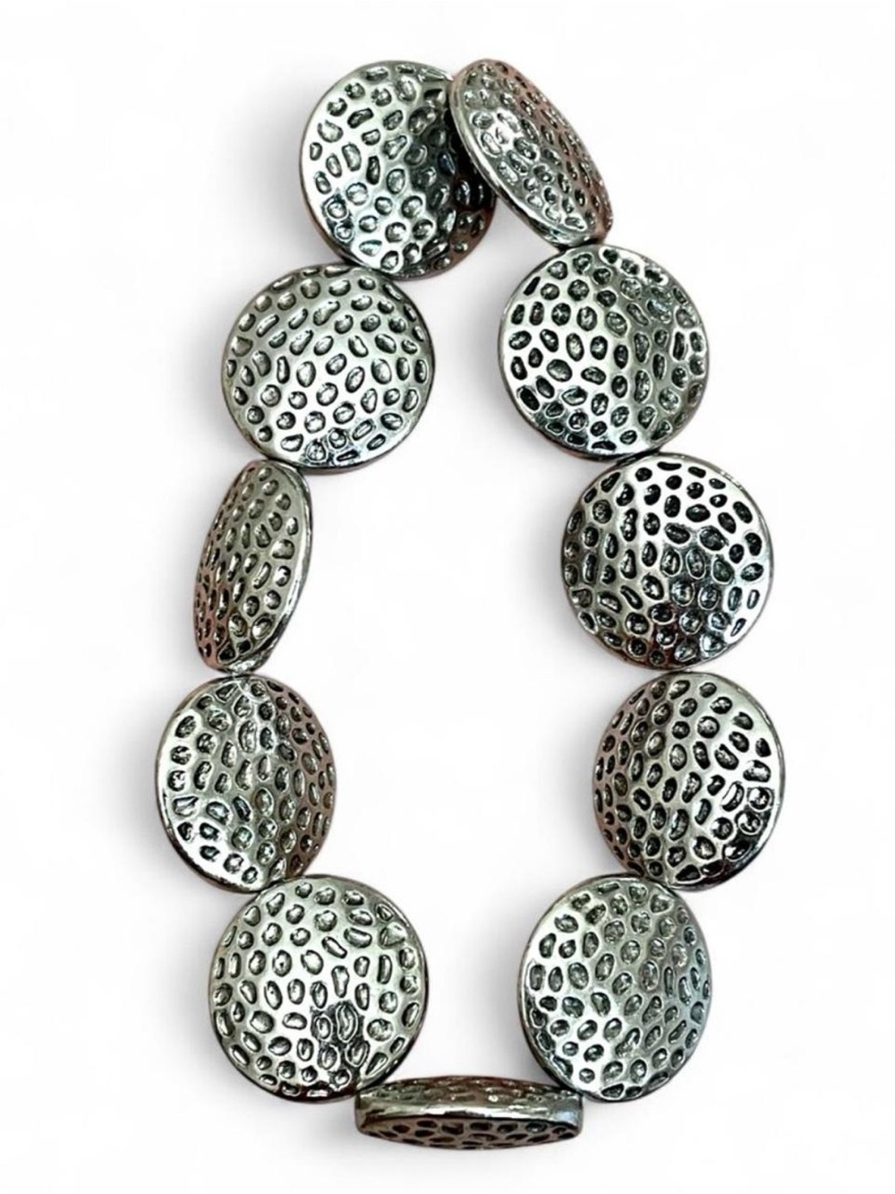 Paparazzi Accessories Ancient Animal Silver Tone Hammered Disc Stretch Bracelet